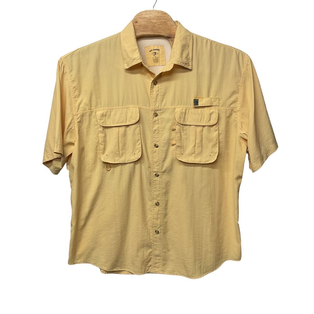 Reel Legends Button Down Shirt Size XXL Yellow Short Sleeve‎ Outdoor Fishing